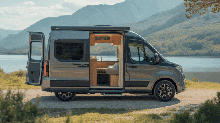 camping car lac montagne